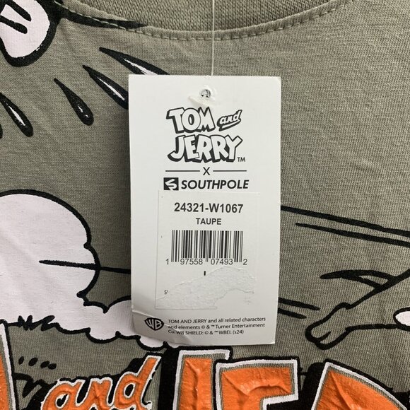 Tom & Jerry x Southpole Shirt Mens Size Large Gray Cartoon Onomatopoeia Y2K Look - Picture 8 of 13